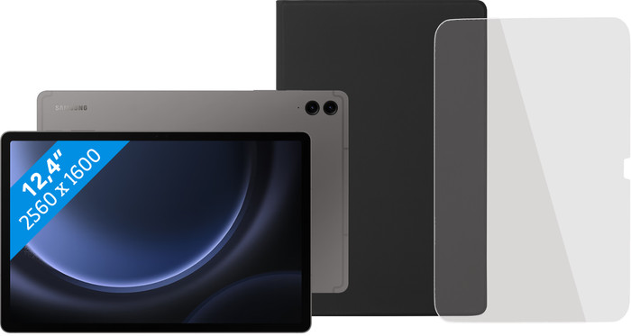 Samsung Galaxy Tab S9 FE Plus 256 GB Wifi en 5G Grijs + Beschermpakket Main Image