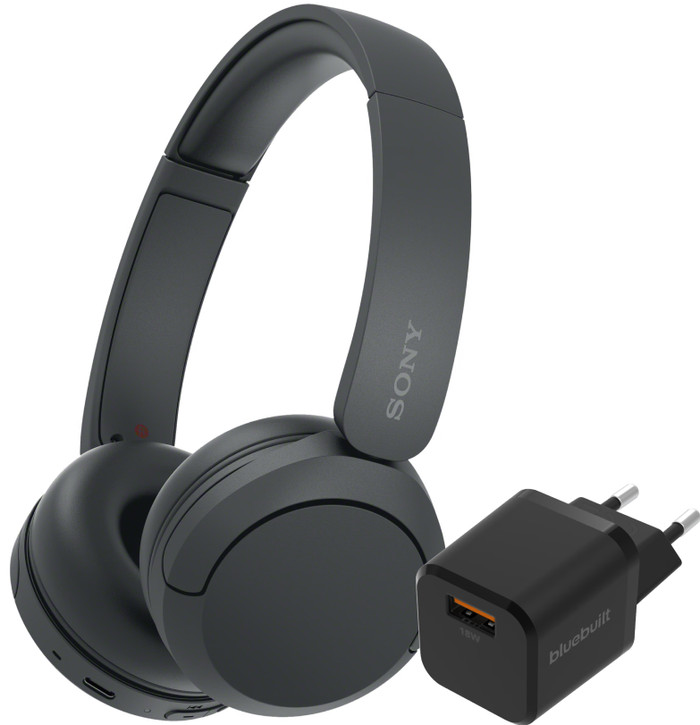 Sony WH-CH520 Zwart + BlueBuilt Quick Charge Oplader met Usb A Poort 18W Zwart Main Image