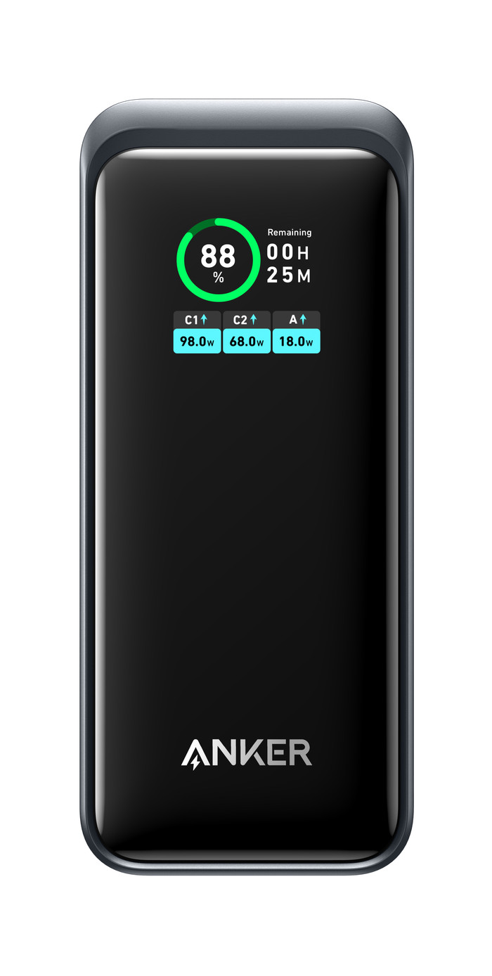 Anker Prime Powerbank 20.000 mAh met Snelladen Zwart bovenkant
