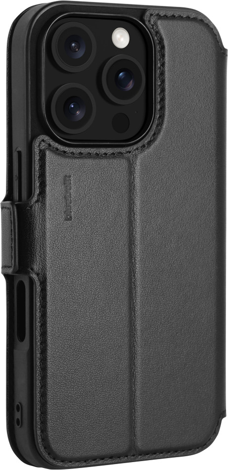 BlueBuilt Apple iPhone 16 Pro Book Case Leer Zwart achterkant