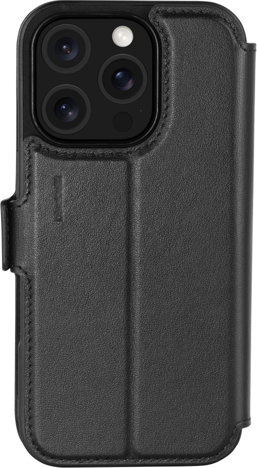 BlueBuilt Apple iPhone 16 Pro Book Case Leer Zwart achterkant