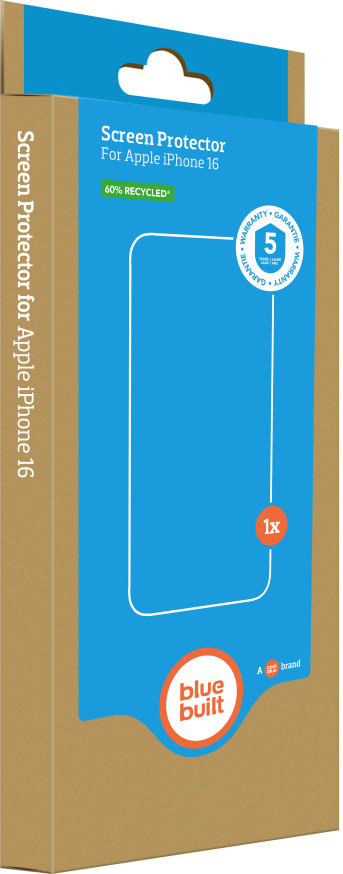 BlueBuilt Apple iPhone 16 Screenprotector Glas Duo Pack verpakking