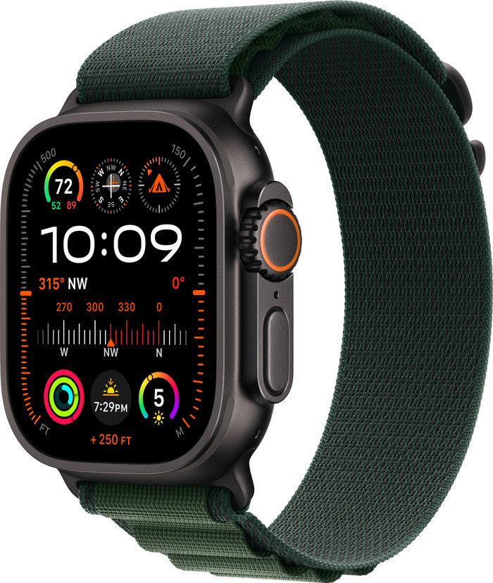 Apple Watch Ultra 2 4G 49mm Zwart Alpine Band Groen M Main Image