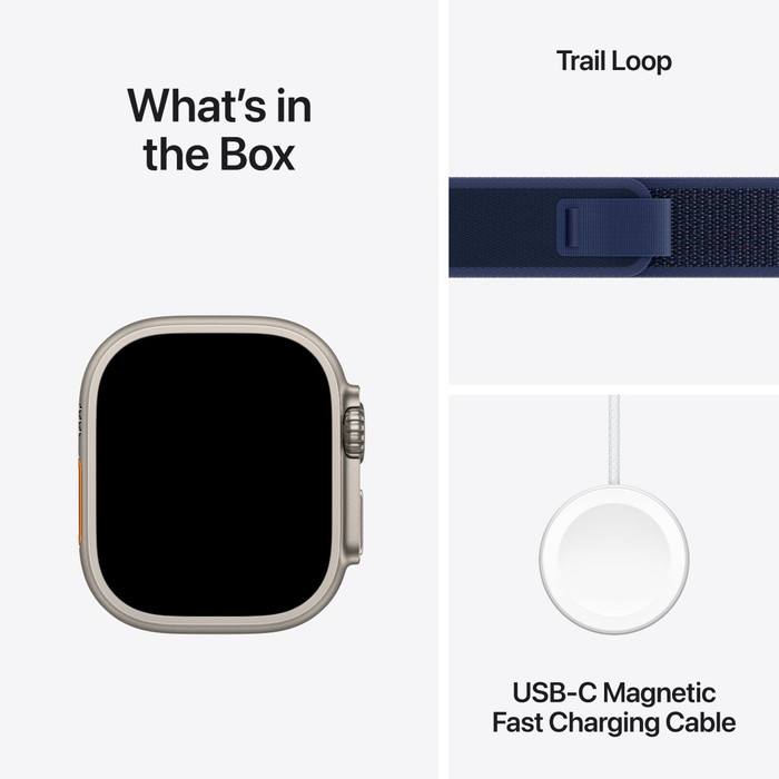 Apple Watch Ultra 2 4G 49mm Zilver Trail Band Blauw S/M product in gebruik