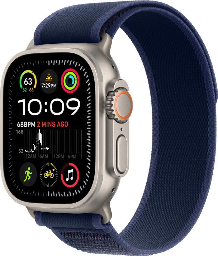 Apple Watch Ultra 2 4G 49mm Zilver Trail Band Blauw S/M Main Image