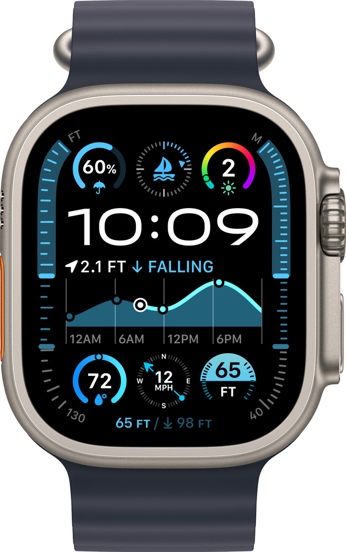 Apple Watch Ultra 2 4G 49mm Zilver Ocean Band Blauw voorkant