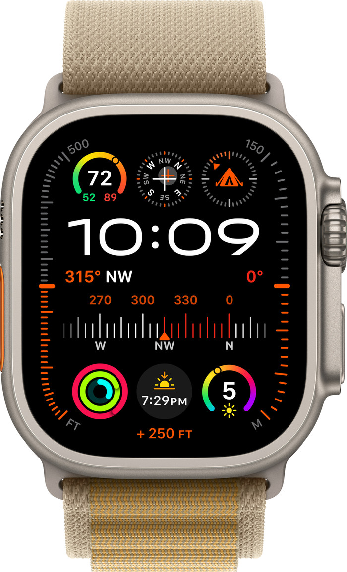 Apple Watch Ultra 2 4G 49mm Zilver Alpine Band Beige L voorkant