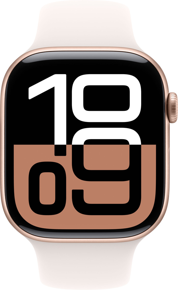 Apple Watch Series 10 46mm Roségoud Sportband M/L voorkant