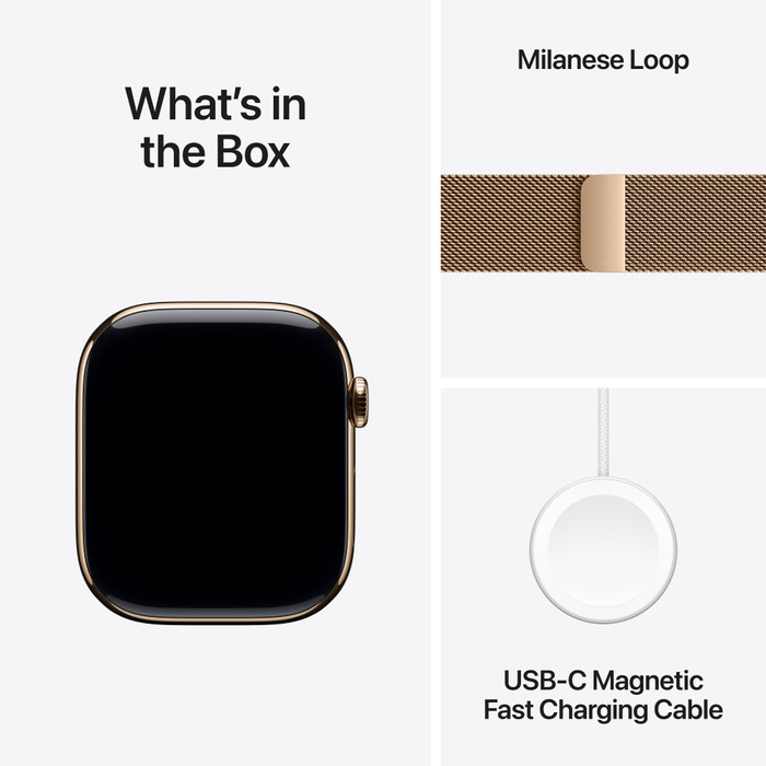 Apple Watch Series 10 4G 46mm Titanium Goud Milanese Band S/M accessoire