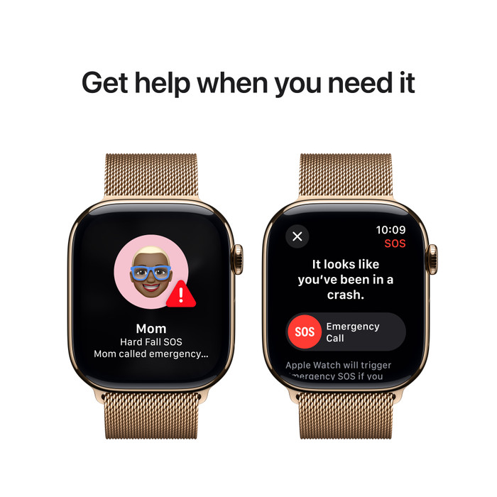 Apple Watch Series 10 4G 46mm Titanium Goud Milanese Band S/M visual leverancier