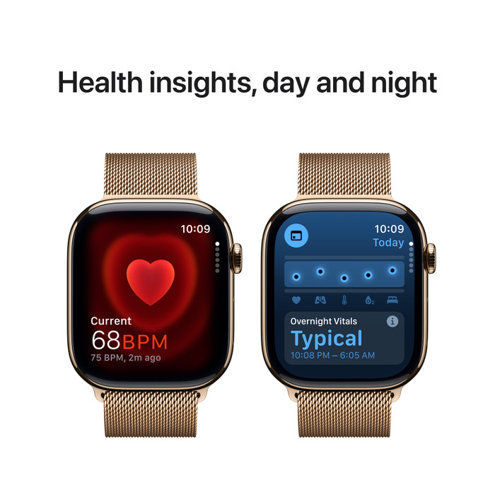 Apple Watch Series 10 4G 46mm Titanium Goud Milanese Band S/M visual leverancier