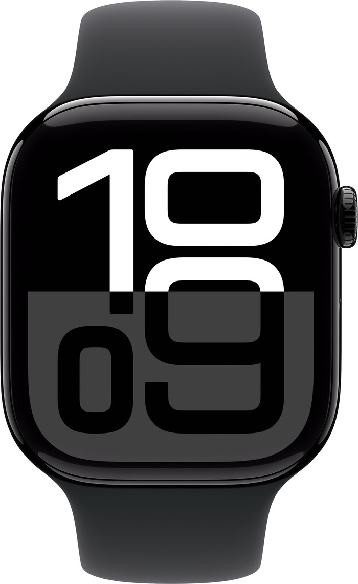 Apple Watch Series 10 4G 46mm Zwart Sportband M/L voorkant
