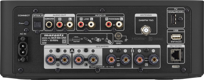 Marantz MCR 60n DAB Zwart achterkant