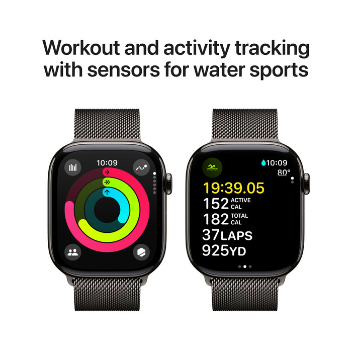 Apple Watch Series 10 4G 46mm Titanium Zwart Milanese Band S/M visual leverancier