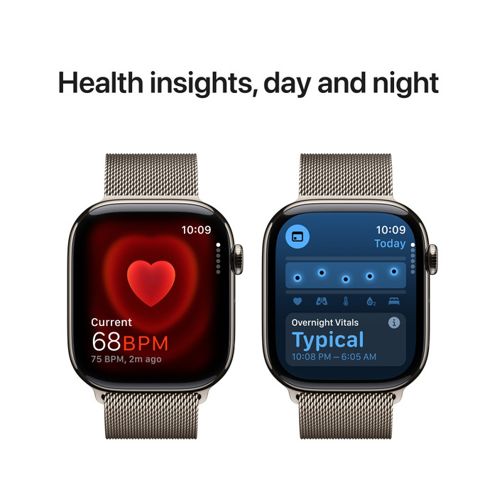 Apple Watch Series 10 4G 46mm Titanium Zilver Milanese Band S/M visual leverancier