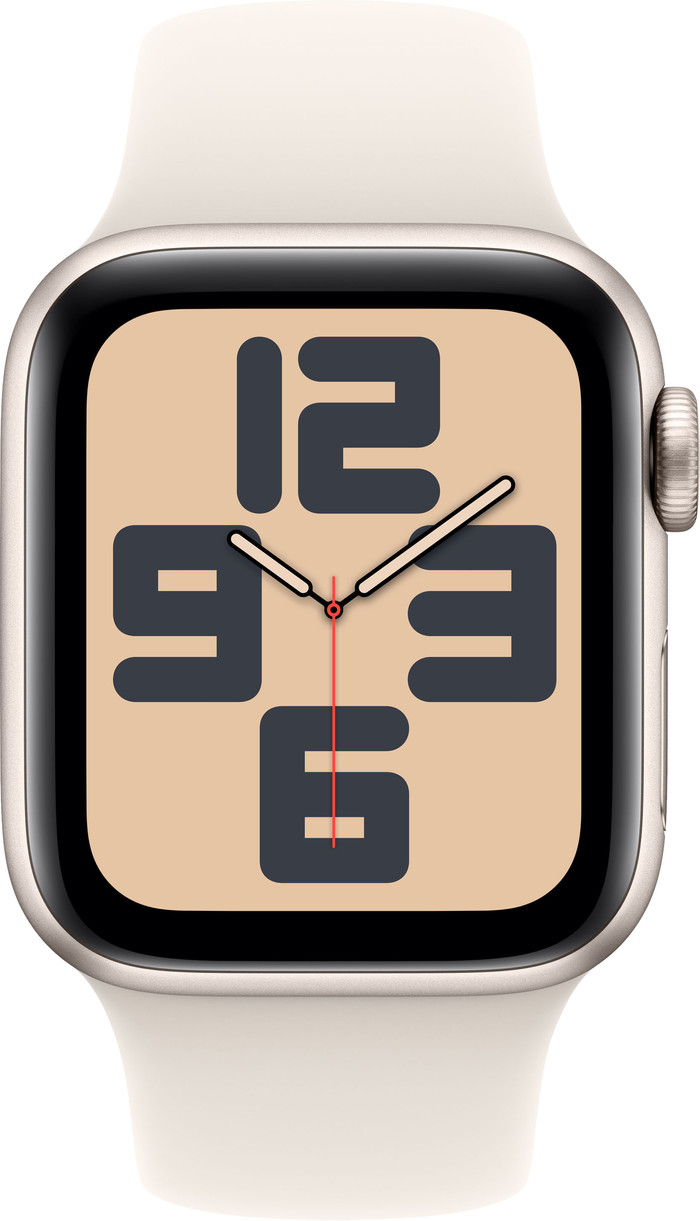 Apple Watch SE 2024 40mm Starlight Sportband S/M voorkant