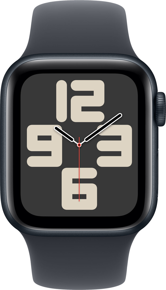 Apple Watch SE 2024 4G 40mm Midnight Sportband S/M voorkant
