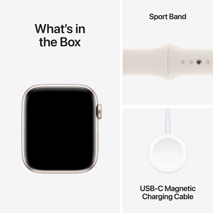 Apple Watch SE 2024 4G 44mm Starlight Sportband S/M visual leverancier