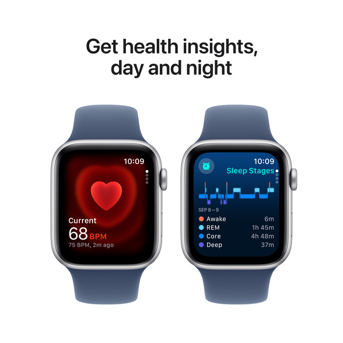 Apple Watch SE 2024 4G 44mm Zilver Sportband S/M visual leverancier