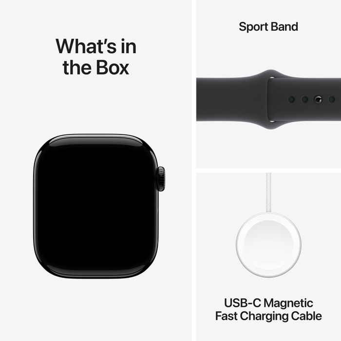 Apple Watch Series 10 42mm Zwart Sportband S/M accessoire