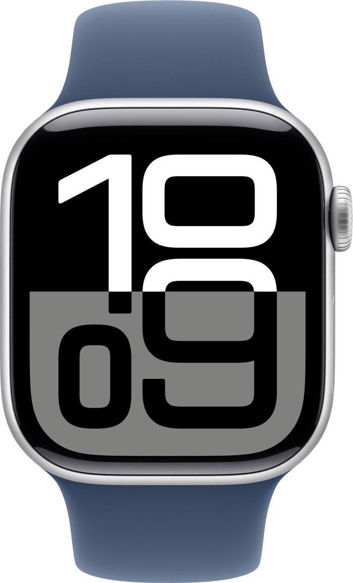 Apple Watch Series 10 4G 42mm Zilver Sportband S/M voorkant