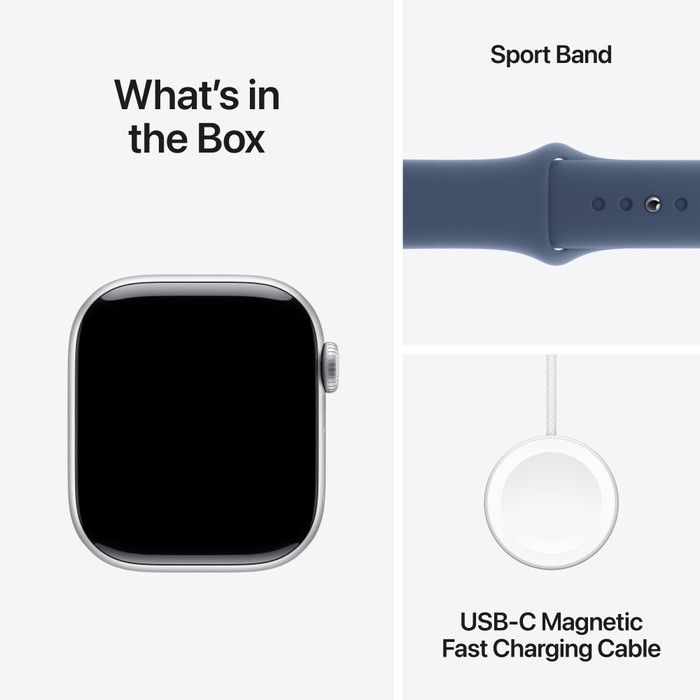 Apple Watch Series 10 4G 42mm Zilver Sportband S/M accessoire