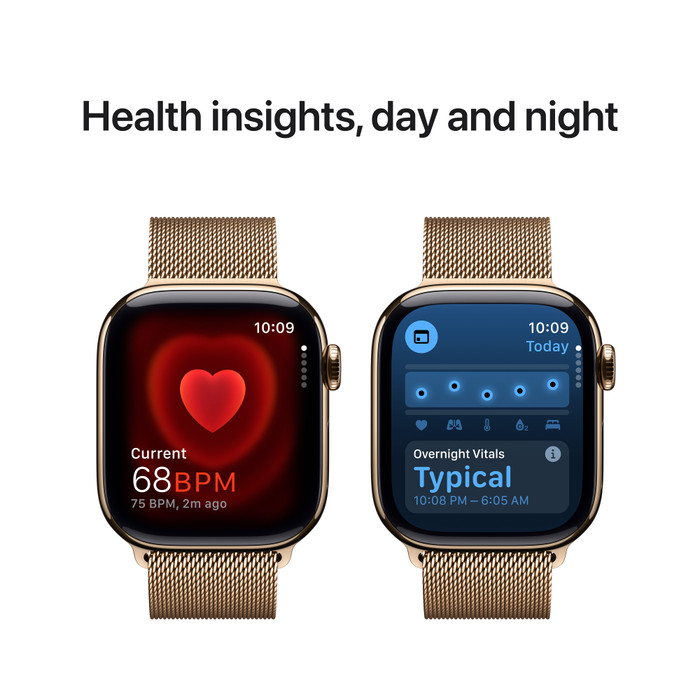 Apple Watch Series 10 4G 42 mm Titane Or Bracelet Milanais visuel fournisseur