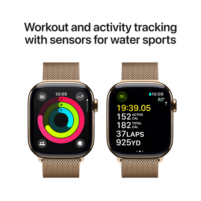 Apple Watch Series 10 4G 42 mm Titane Or Bracelet Milanais visuel fournisseur