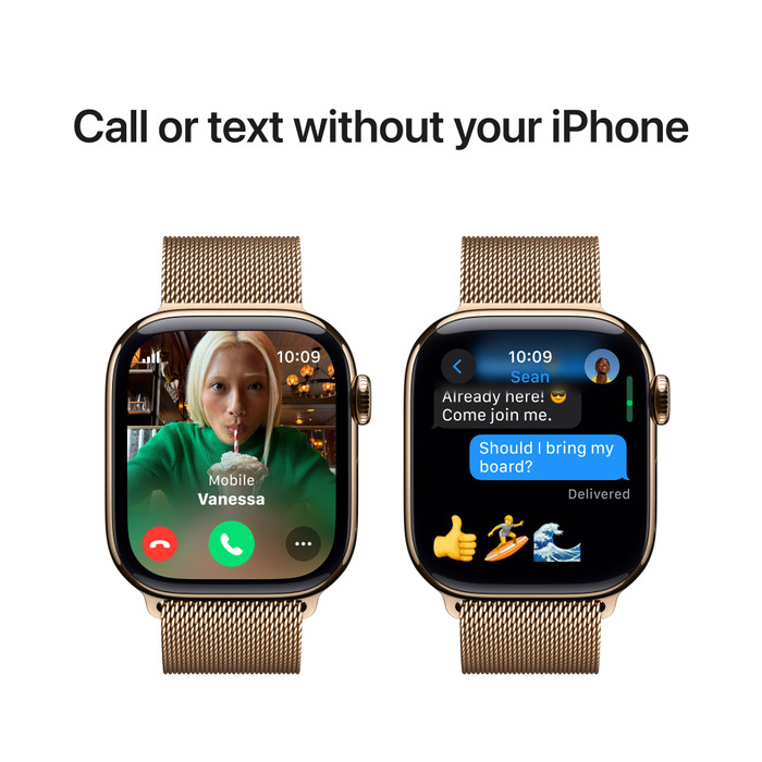 Apple Watch Series 10 4G 42 mm Titane Or Bracelet Milanais visuel fournisseur