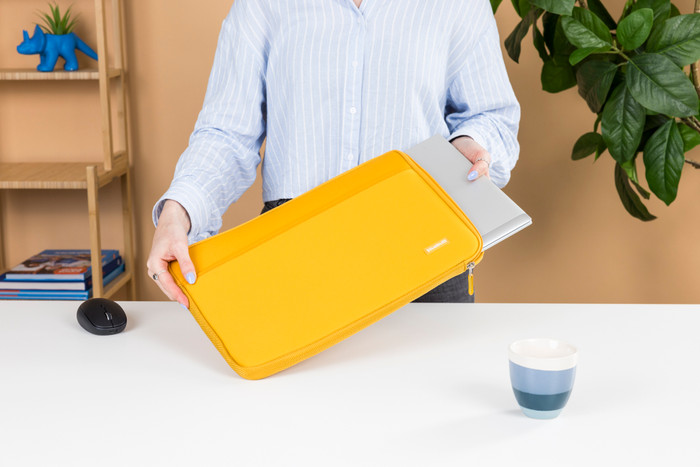 BlueBuilt Laptop Sleeve Width 33cm 14 inches S Yellow product in use