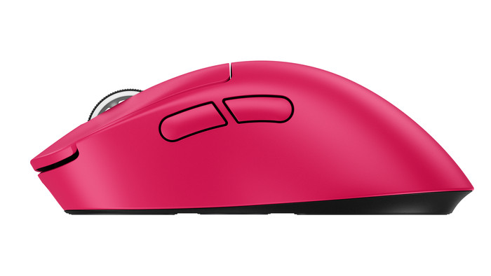 Logitech G PRO X Superlight 2 DEX Lightspeed Draadloze Gaming Muis Magenta linkerkant