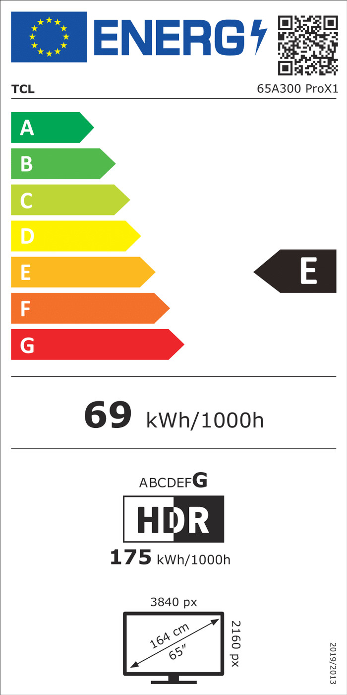 TCL 65A300 PRO NXTVISION energy label