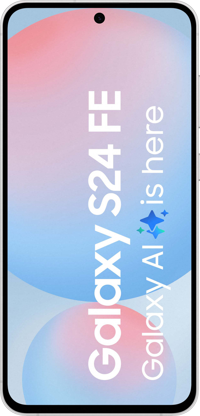 Samsung Galaxy S24 FE 256GB Blauw 5G + Samsung Oplader 25 Watt Zwart voorkant