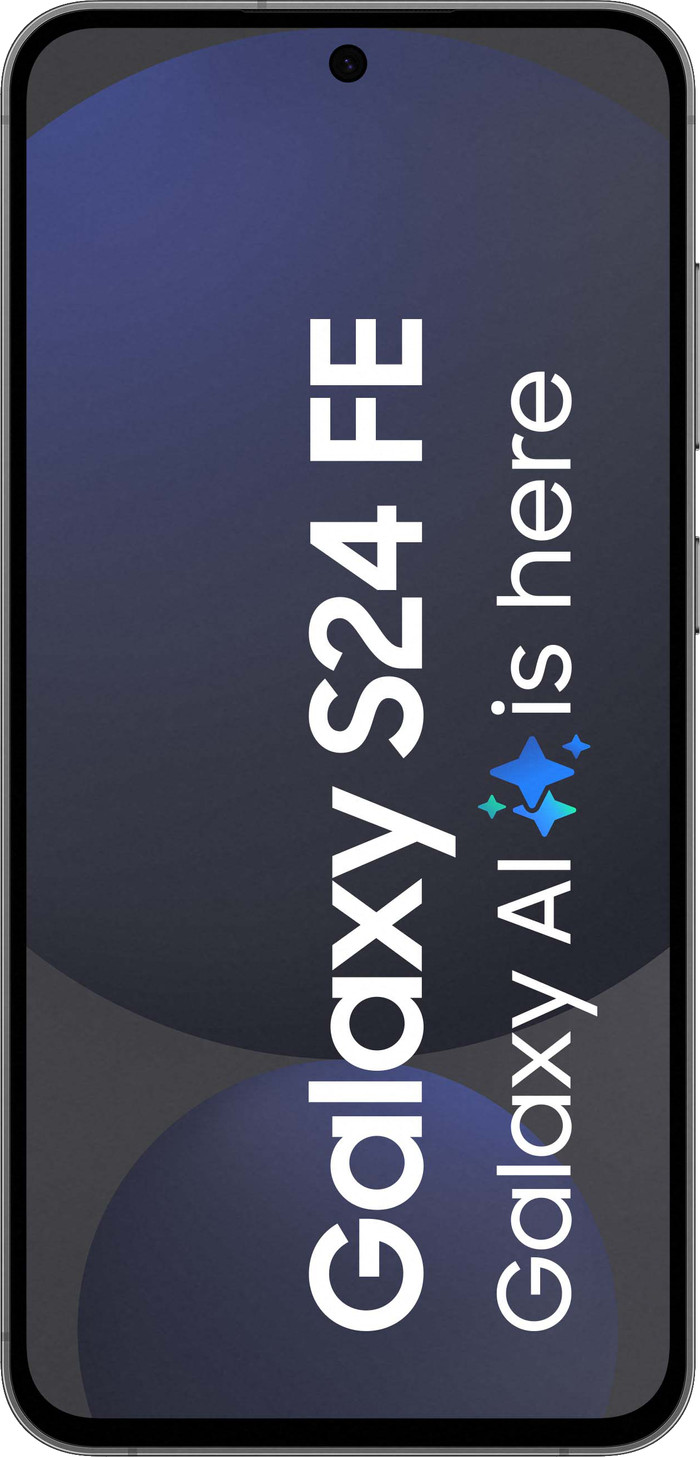 Samsung Galaxy S24 FE 128GB Grijs 5G + Clear View Book Case Zwart voorkant