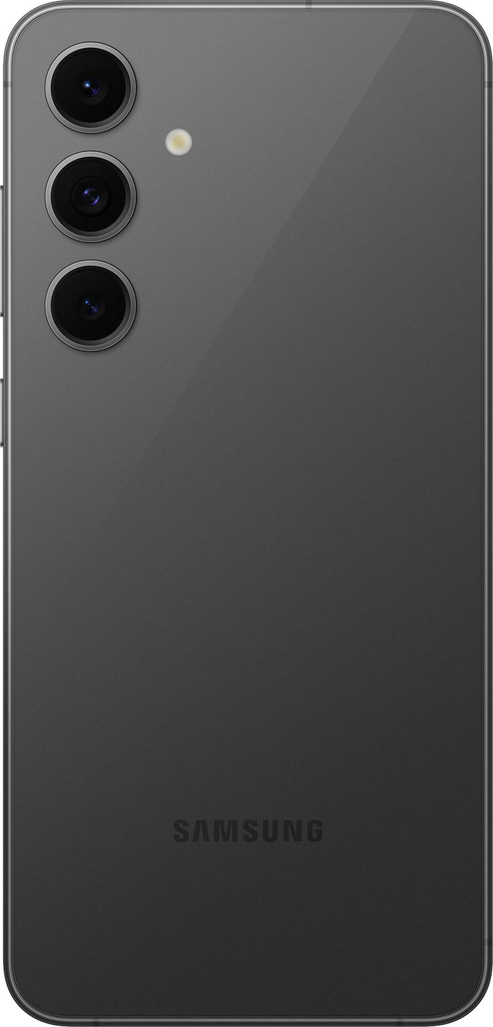 Samsung Galaxy S24 FE 128GB Grijs 5G + Clear View Book Case Zwart achterkant