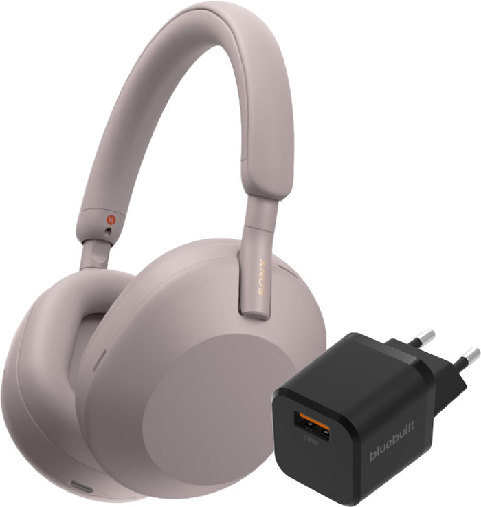 Sony WH-1000XM5 Roze + BlueBuilt Quick Charge Oplader met Usb A Poort 18W Zwart Main Image
