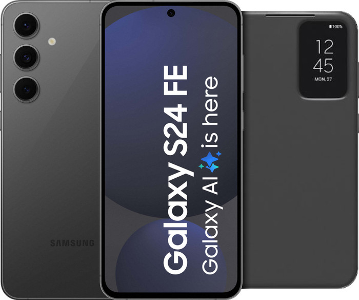 Samsung Galaxy S24 FE 128GB Grijs 5G + Clear View Book Case Zwart Main Image