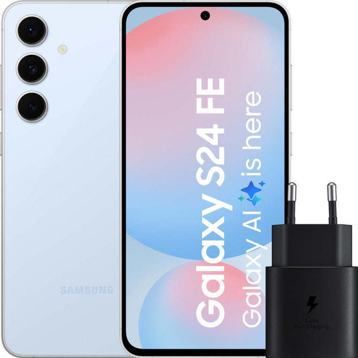 Samsung Galaxy S24 FE 128GB Blauw 5G + Samsung Oplader 25 Watt Zwart Main Image