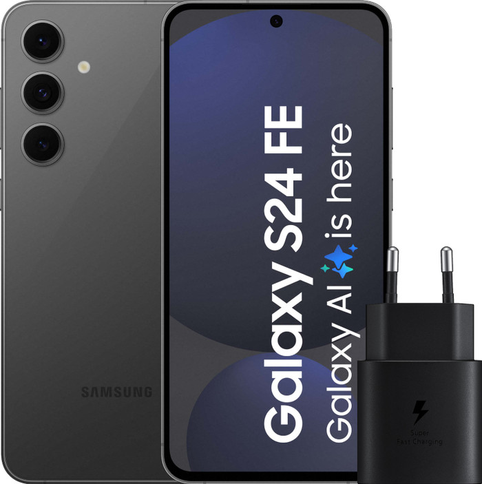 Samsung Galaxy S24 FE 256GB Grijs 5G + Samsung Oplader 25 Watt Zwart Main Image