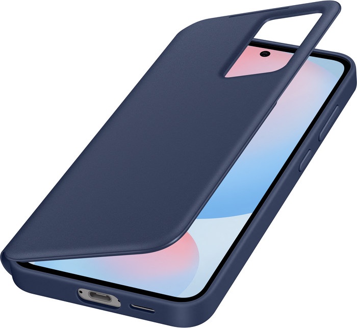 Samsung Galaxy S24 FE Clear View Book Case Blauw rechterkant