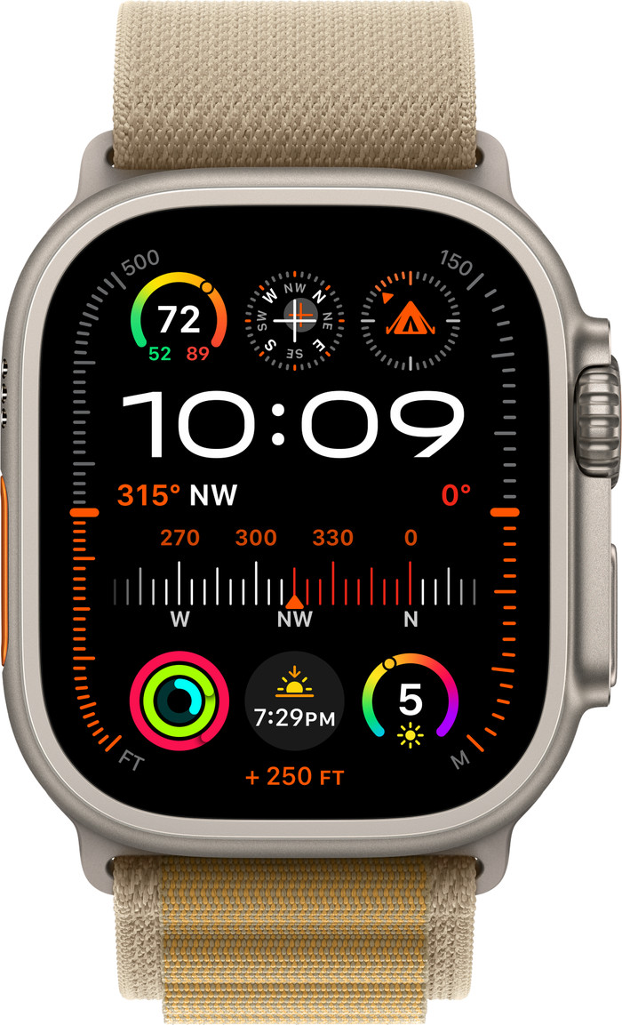 Apple Watch 44/45/46/49 mm Alpine Horlogeband Lichtbruin L product in gebruik