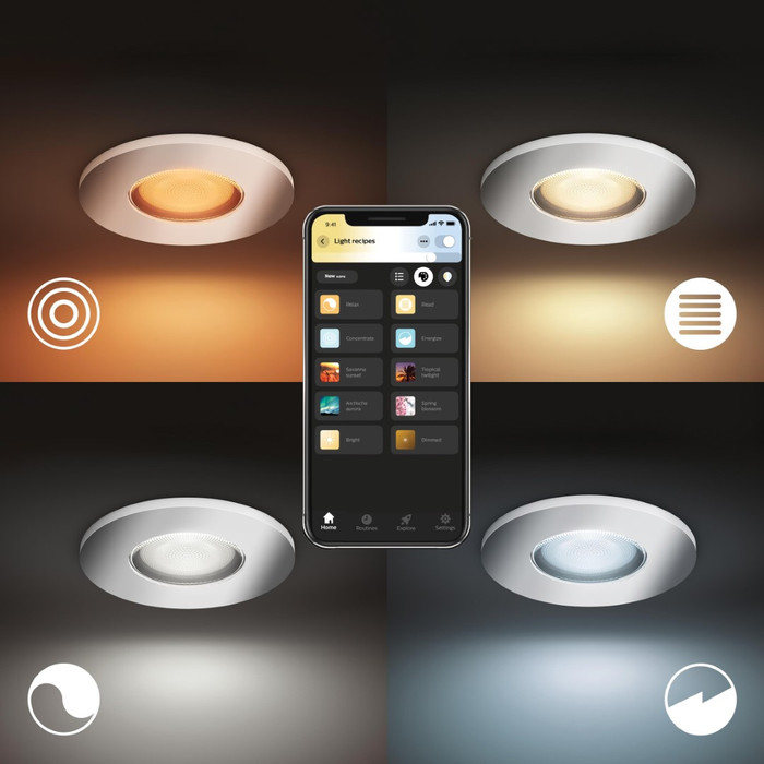 Philips Hue Adore badkamerinbouwspot White Ambiance - rond - Chroom visual leverancier