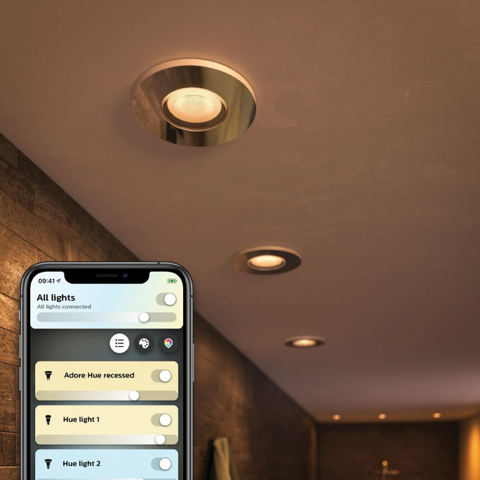 Philips Hue Adore Recessed Spot Light Bathroom White Ambiance - round- Chrome 3-pack + dimmer product in use