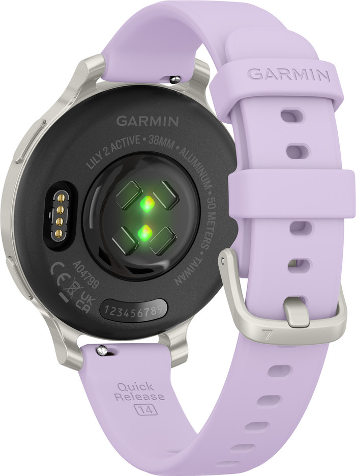 Garmin Lily 2 Active Zilver/Paars achterkant