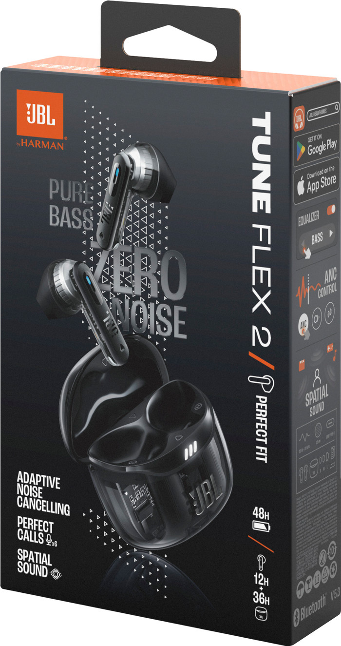 JBL Tune Flex 2 Ghost Zwart verpakking