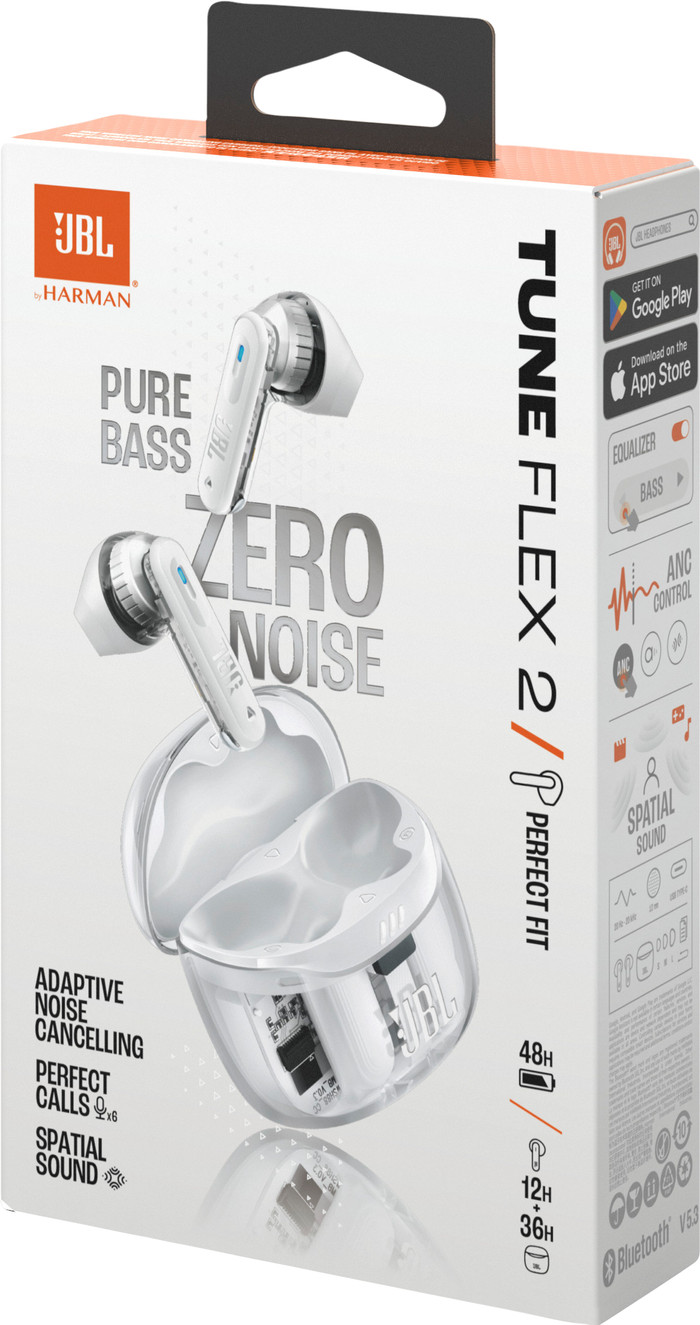 JBL Tune Flex 2 Ghost Wit verpakking