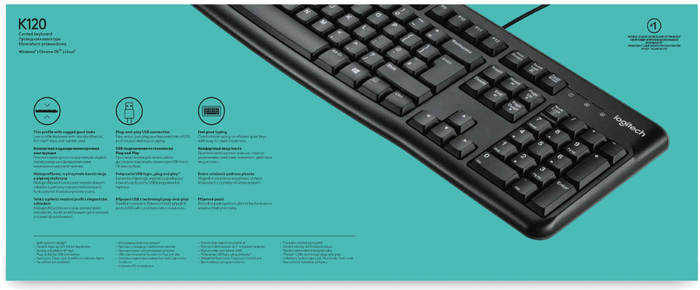 Logitech K120 Wired Keyboard AZERTY packaging