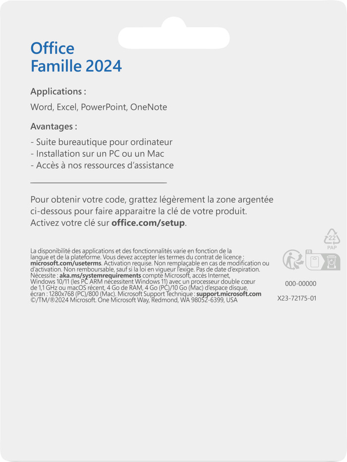 Microsoft Office Familie 2024 FR back