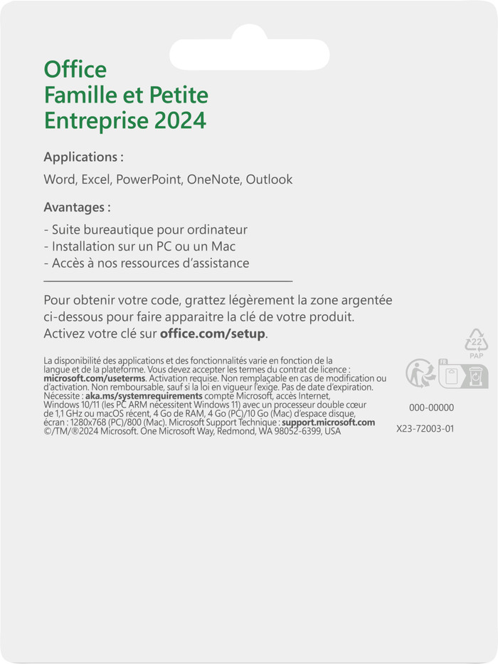Microsoft Office Home & Business 2024 FR back