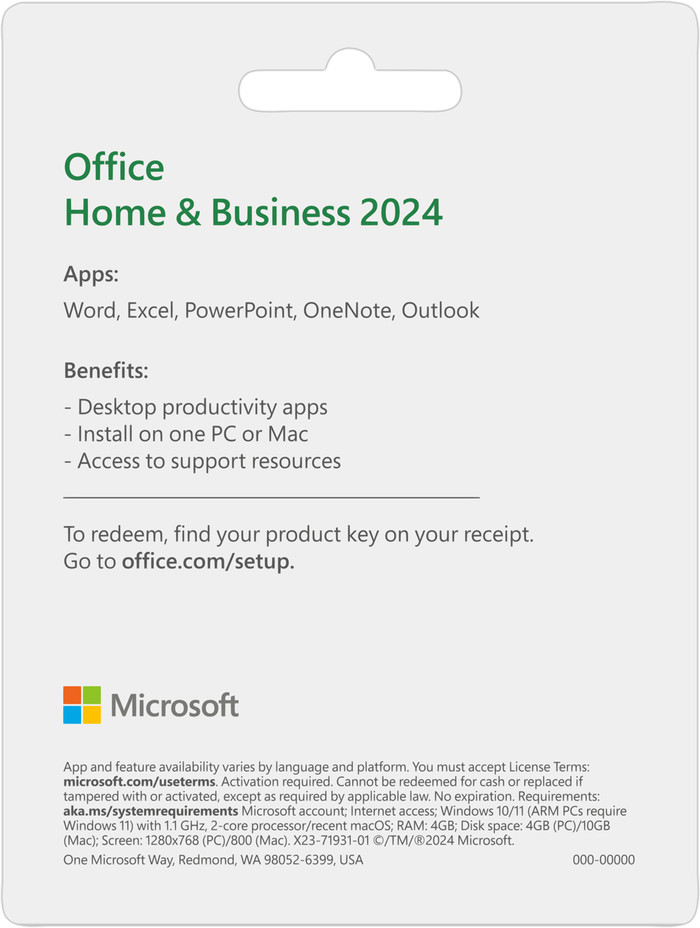Microsoft Office Home & Business 2024 EN achterkant